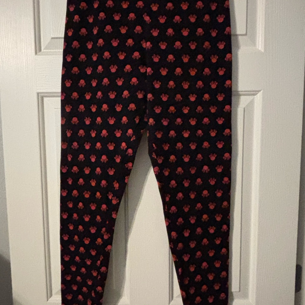 Disney Black Leggings with Red Mini Mouse Patterns